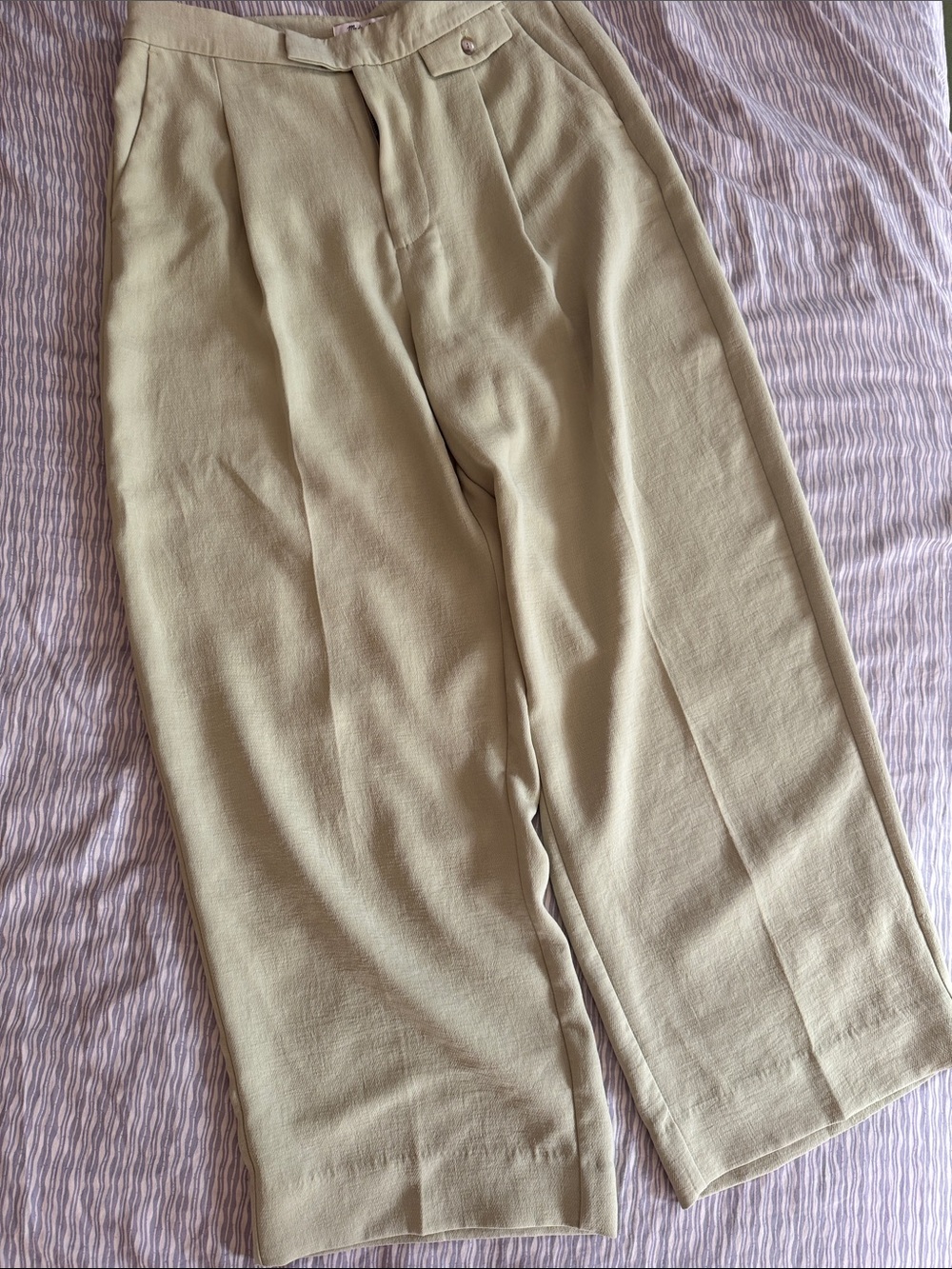 Madewell women Relaxed wide leg Fit Pleated Trousers lime green